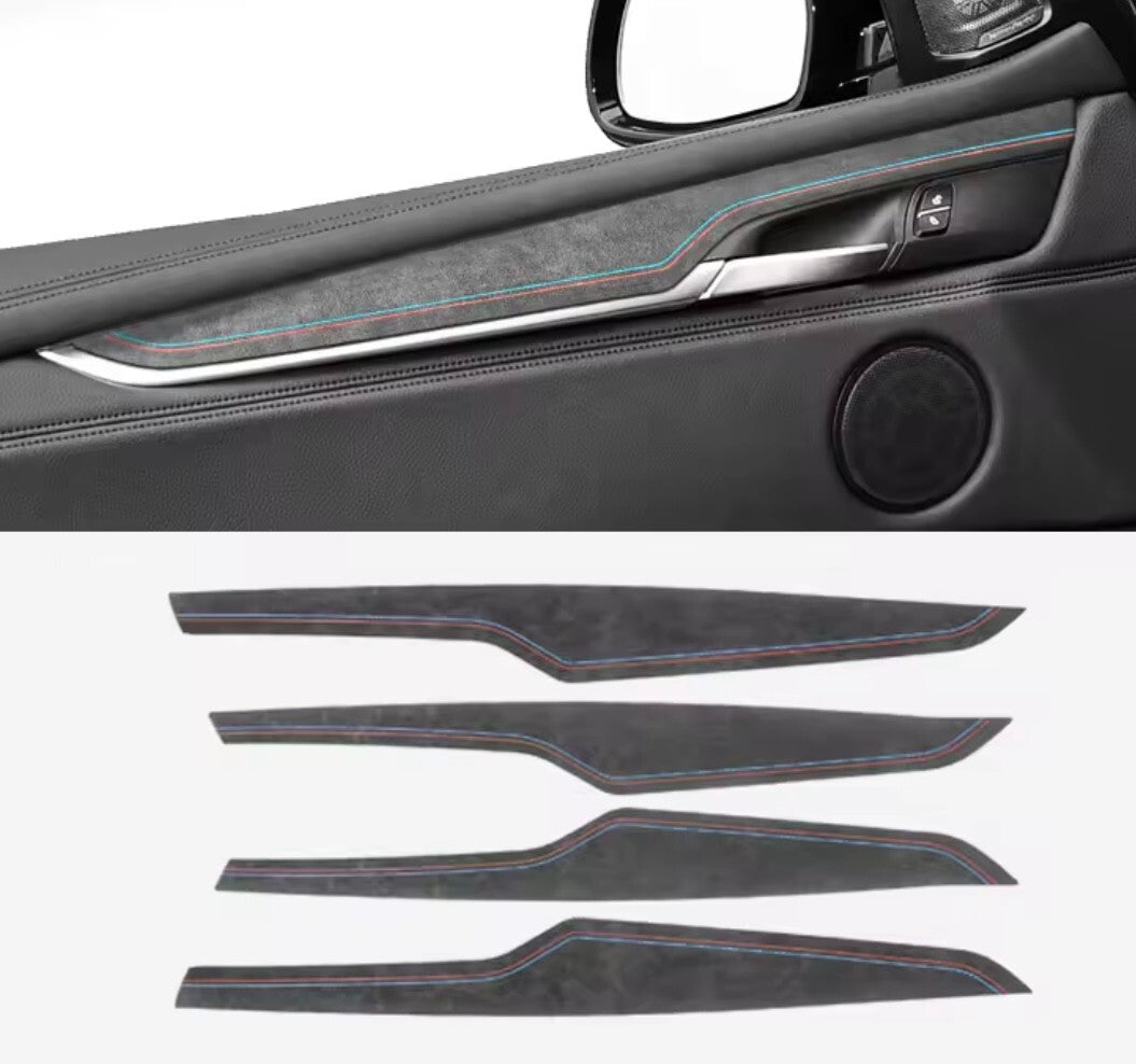 BMW X6 F16 2016-2019 Black Alcantara Door Card Panel Trim Cover Set 4pcs
