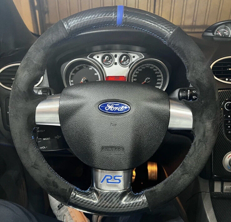 Ford Focus RS ST Suede & Carbon Fibre Steering Wheel Cover Focus Mk2 2005-2011