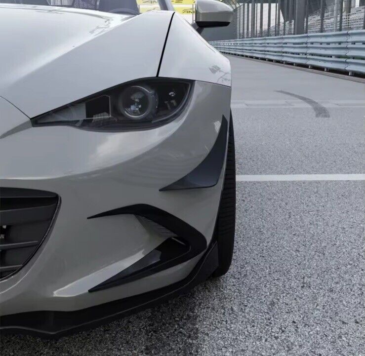 Mazda MX5 Miata ND 2016+ Gloss Black Front Bumper Side Canards Aero Blade Fins