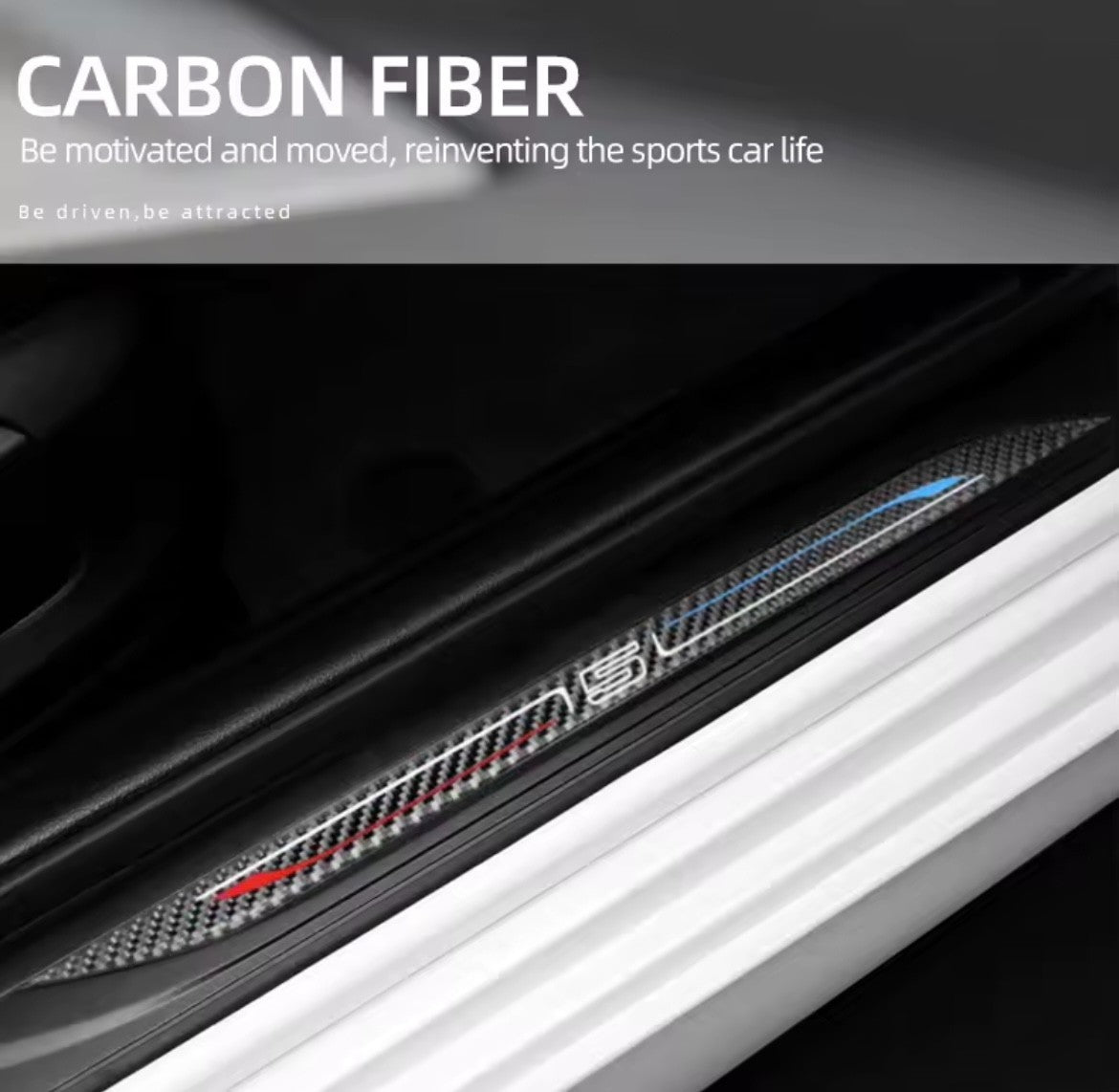 BMW 5 Series F18 2011-2017 3D Carbon Fibre Effect Door Sill Overlay Strips 4pcs
