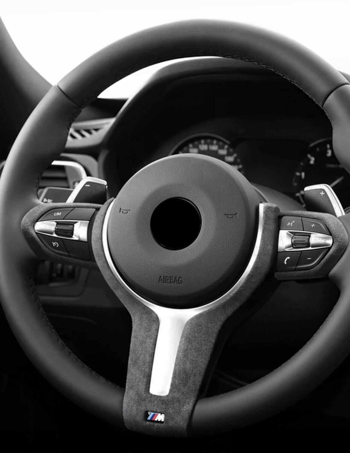 BMW 1 2 3 4 5 Series M Sport Alcantara Steering Wheel Trim Cover Black