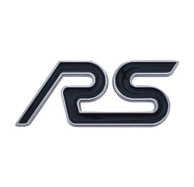 Ford Focus Black RS Badge Metal Tailgate Boot Body Panel Adhesive Badge Focus RS