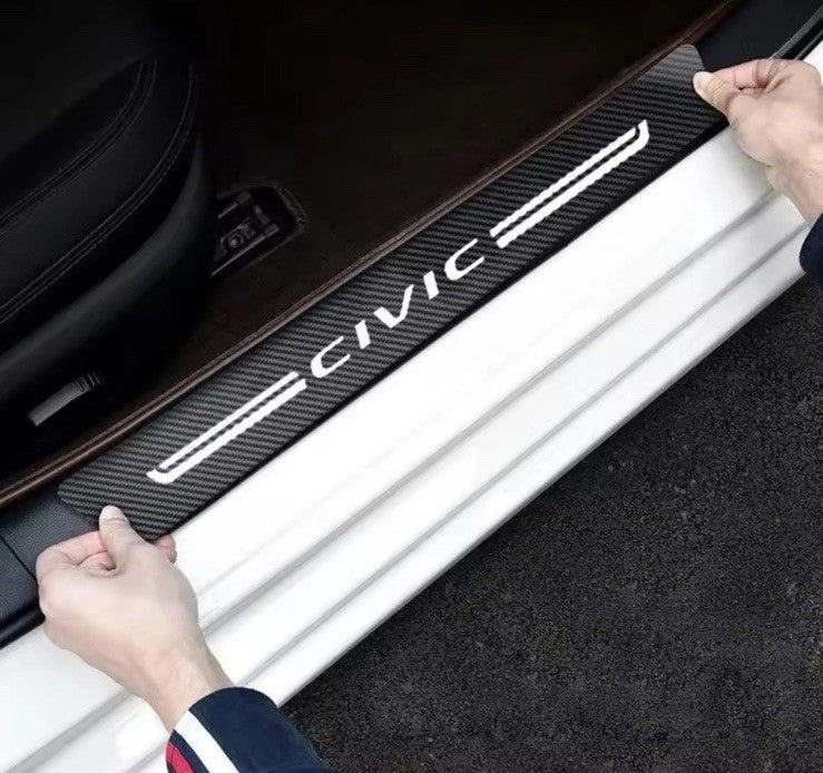 4pcs Honda Civic Carbon Fibre Effect Car Door Sill Protective Strips