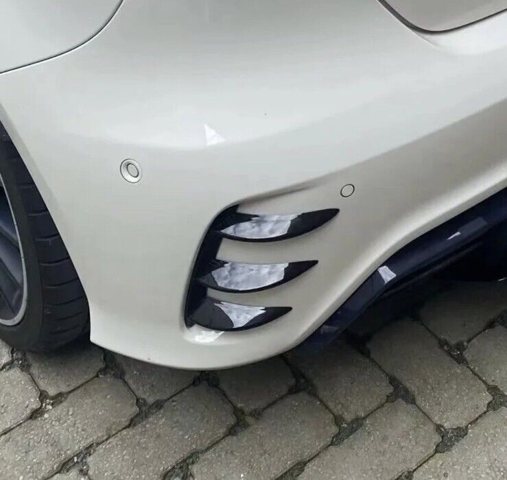 Mercedes A Class 2013-2018 Rear Bumper Grille Vent Canards Fins Gloss Black