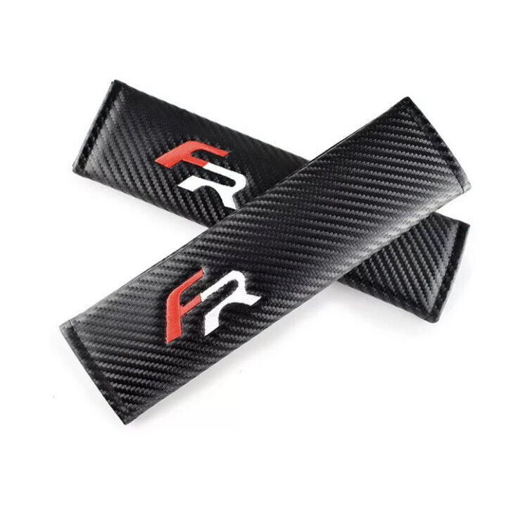 2pcs Seat FR Seatbelt Shoulder Pads Covers PU Leather Carbon Seat Ibiza Leon