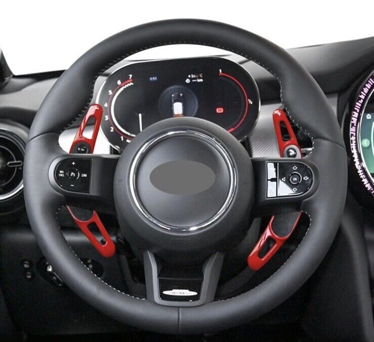 Mini Cooper S JCW One Clubman Steering Wheel Paddle Shift Extensions Gloss Red
