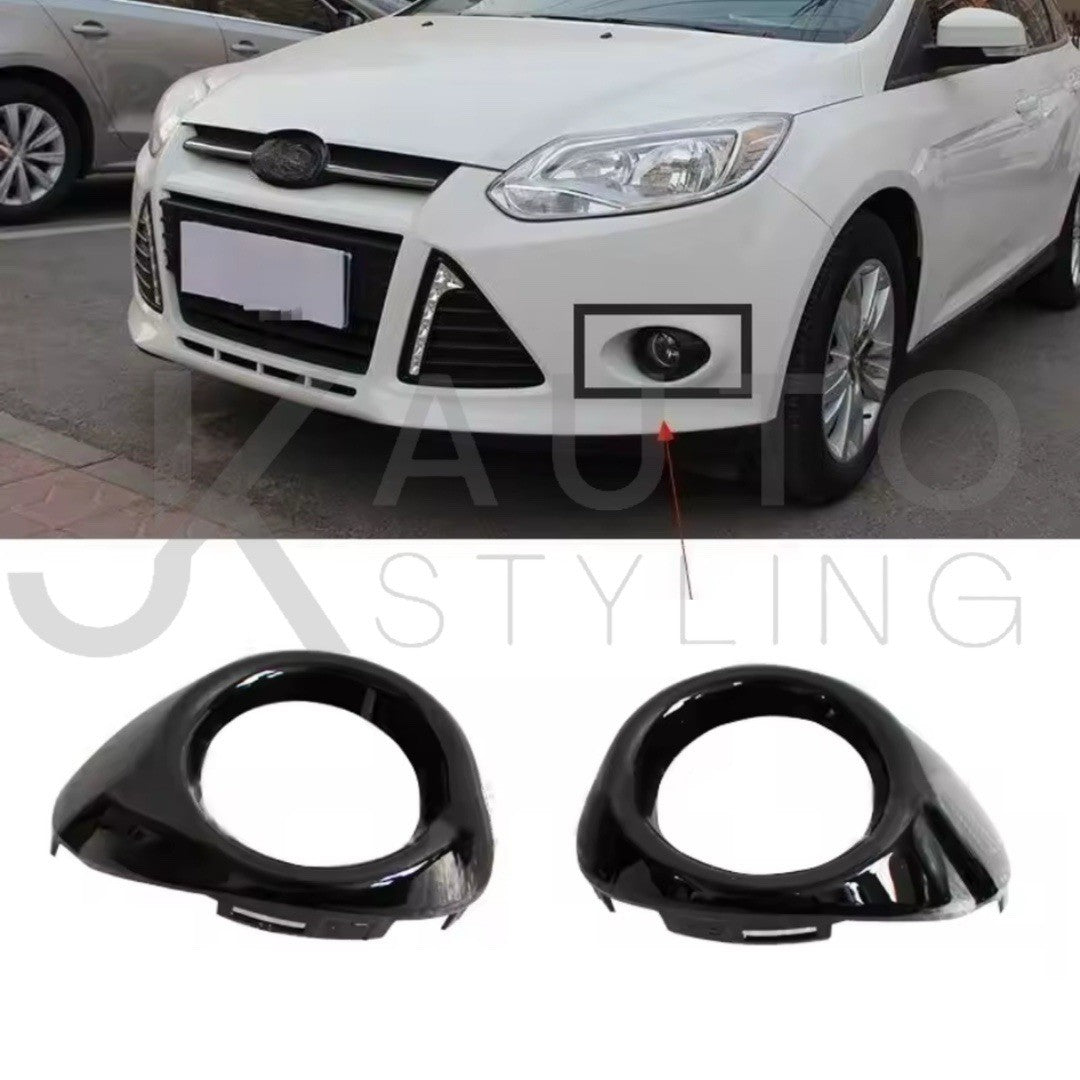 Ford Focus MK3 2011-2014 Gloss Black Front Fog Light Surrounds Trims 2pcs