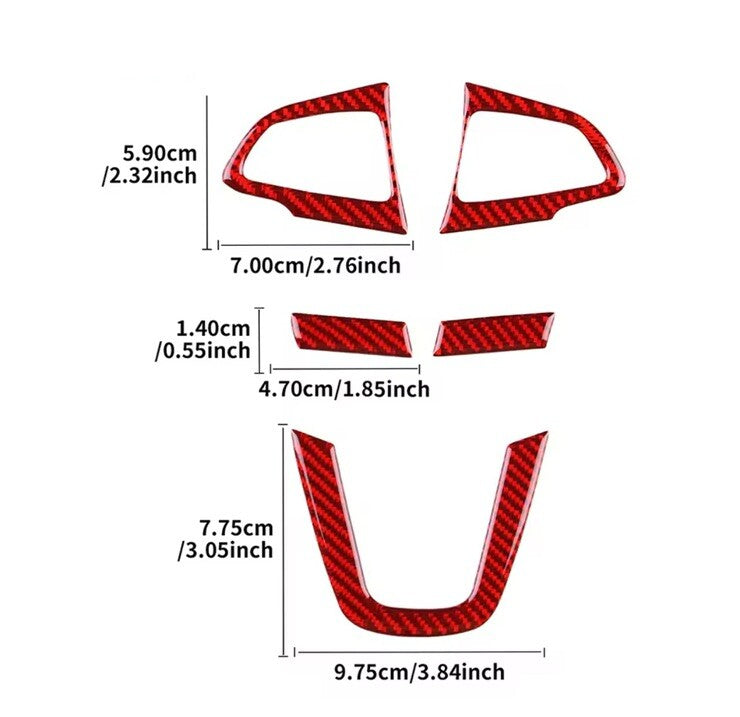 Ford Focus ST ST Line RS MK3.5 2015-2018 Red Carbon Fibre Steering Wheel Trim