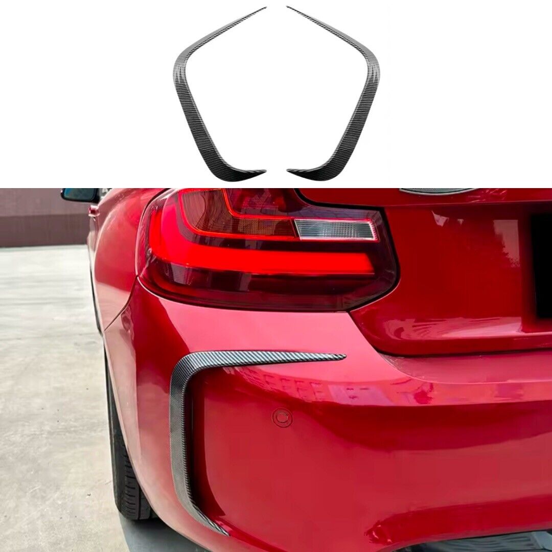 BMW M2 F87 2016-2021 Carbon Fibre Effect Rear Bumper Side Vent Canard Trims 2pcs