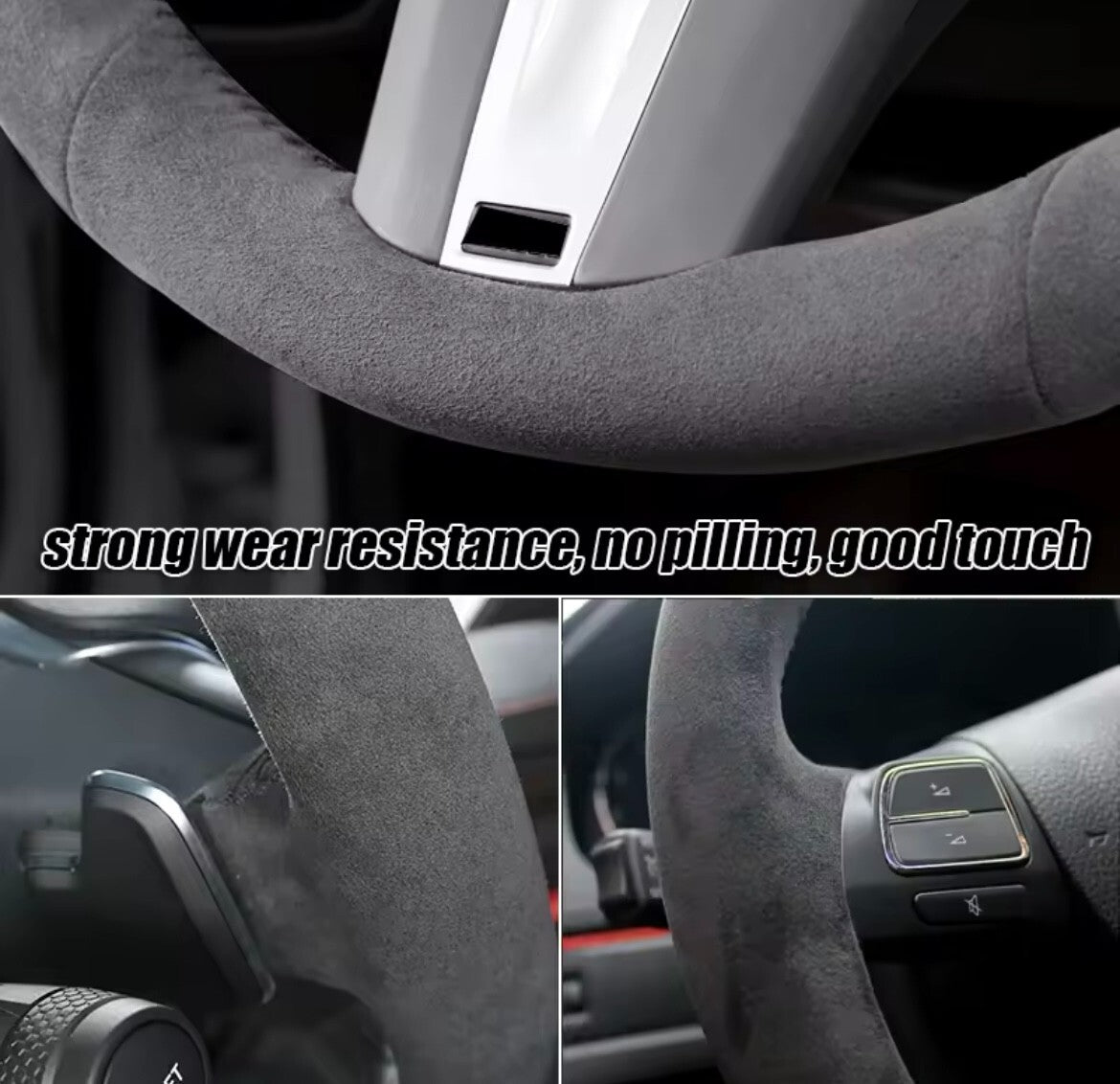Mini JCW F56 Clubman JCW Suede Steering Wheel Cover Self Stitch Red Thread