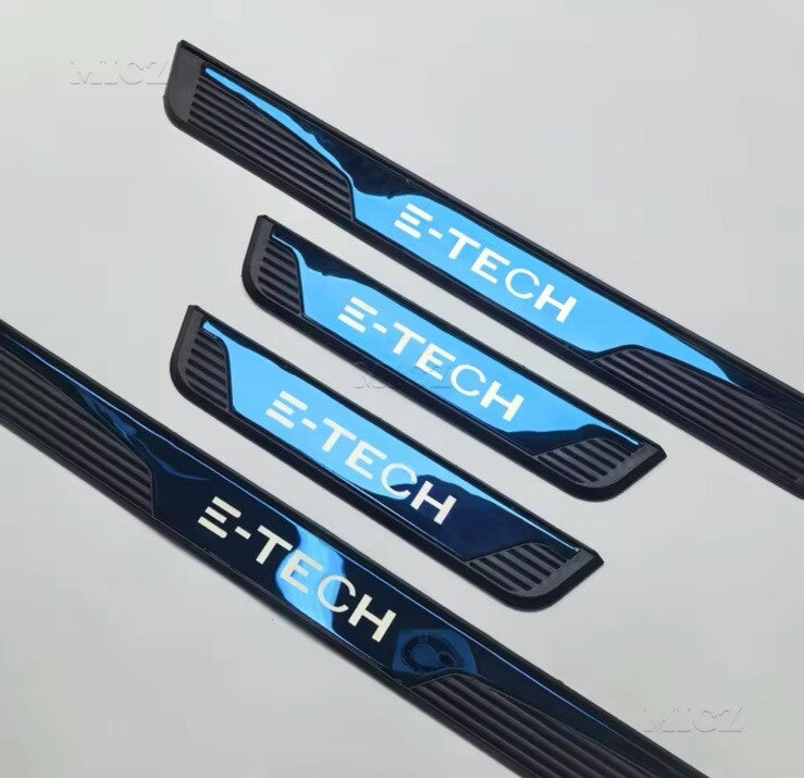 Renault E-Tech 2019-2024 ABS + Blue Stainless Steel Door Sill Protectors 4pcs