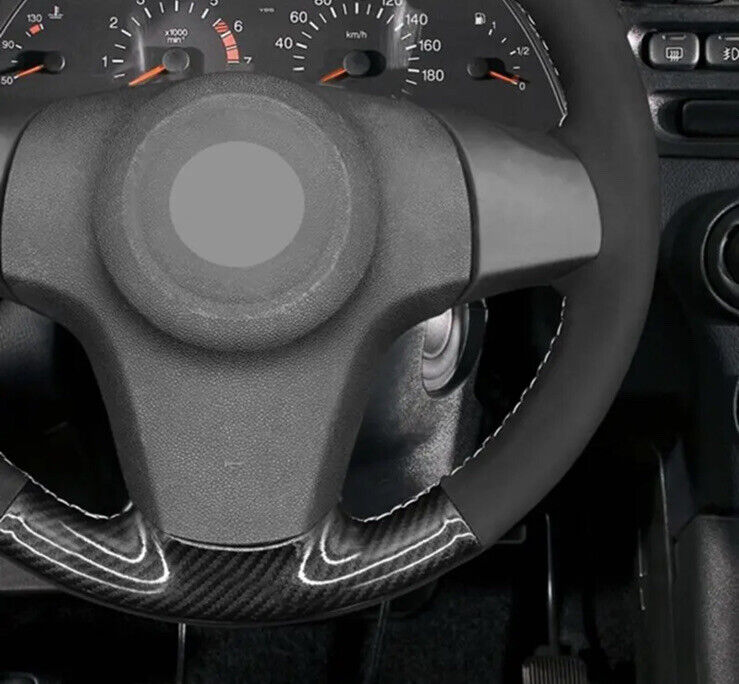 Vauxhall Corsa D 2006-2014 Suede & Carbon Fibre Steering Wheel Cover Black White
