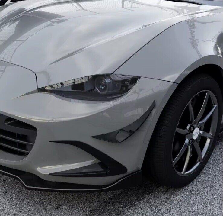 Mazda MX5 Miata ND 2016+ Gloss Black Front Bumper Side Canards Aero Blade Fins