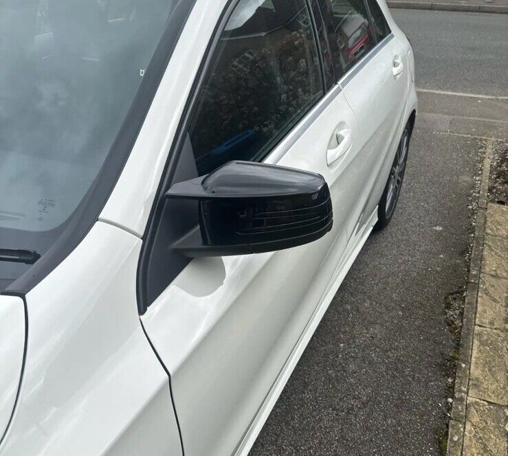 Mercedes A B C CLA E GLA Class Gloss Black Wing Mirror Caps Covers Blade Style