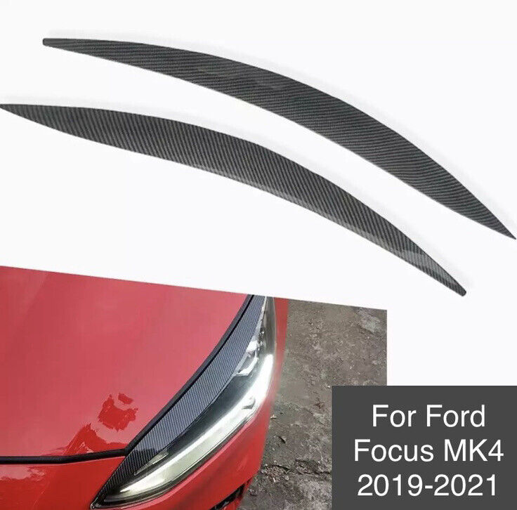 2x Carbon Fibre Effect Headlight Eyelid Brows For Ford Focus MK4 2019-2021