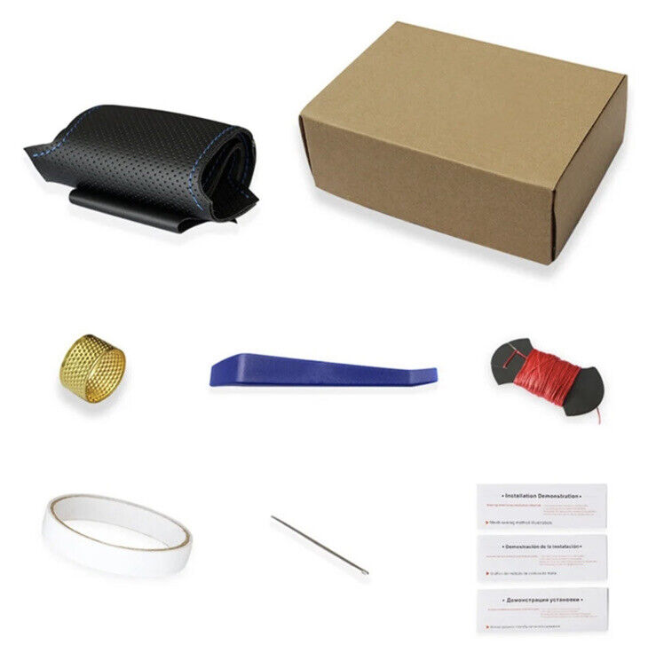 BMW M Sport Suede & Carbon Fibre Steering Wheel Cover DIY Self Stitch Black Blue