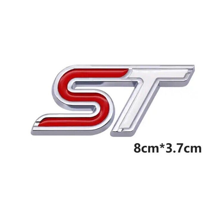 Ford ST Badge Red & White Two Tone Tailgate Boot Badge 3D Metal Fiesta Focus