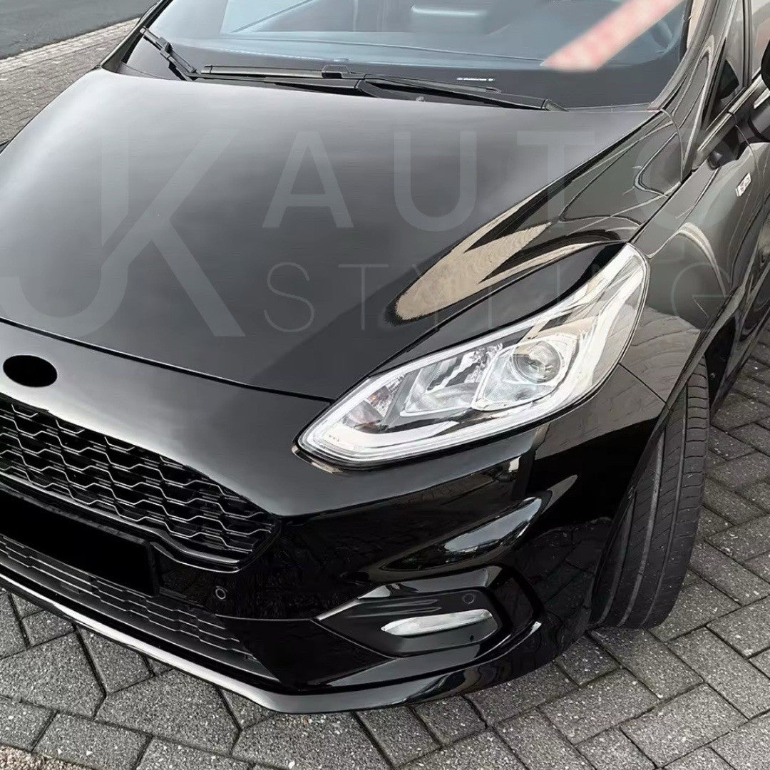 Ford Fiesta MK8 2017-2020 Gloss Black Headlight Eyelid Eyebrows 2pcs