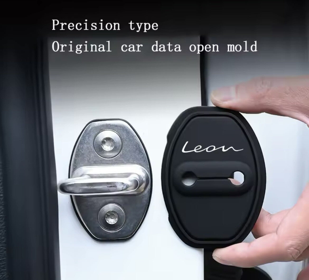 Seat Leon Black Silicone Door Lock Catch Protector Covers 2pcs