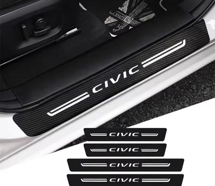 4pcs Honda Civic Carbon Fibre Effect Car Door Sill Protective Strips