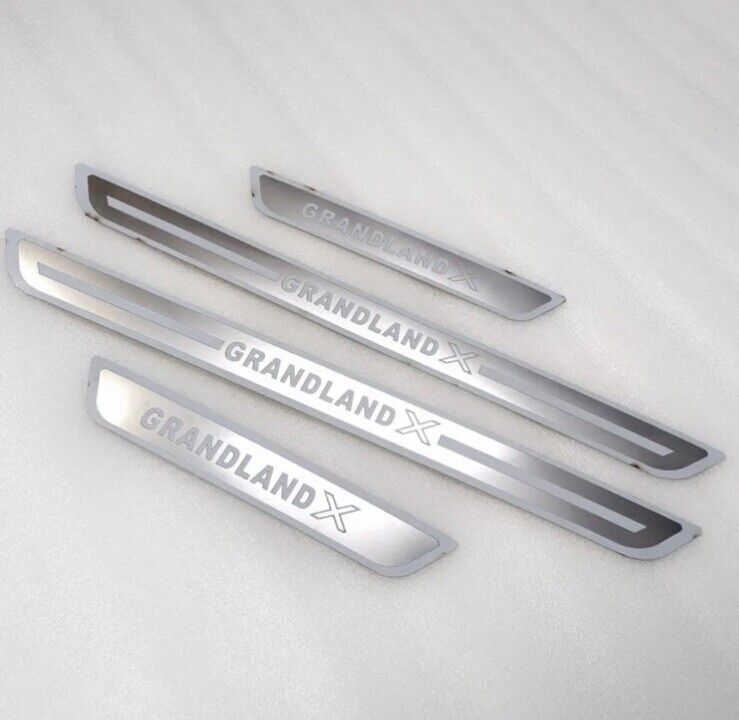 Vauxhall Grandland X Stainless Steel Door Sill Protector Strips Scuff Plates 4pc