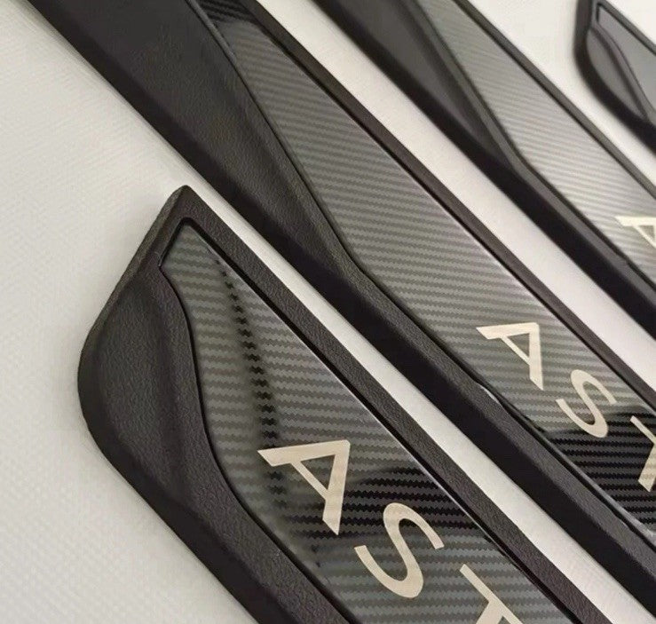 Vauxhall Astra Stainless Steel Carbon Door Sill Protectors Scuff Plates 4pcs