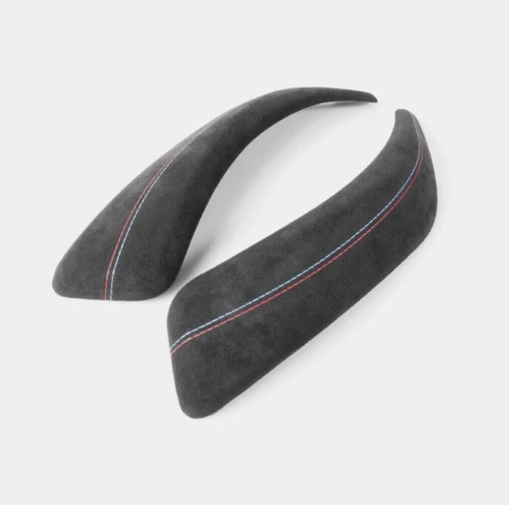 BMW 1 2 Series Black Alcantara Interior Door Grab Handle Trim Covers 2pcs