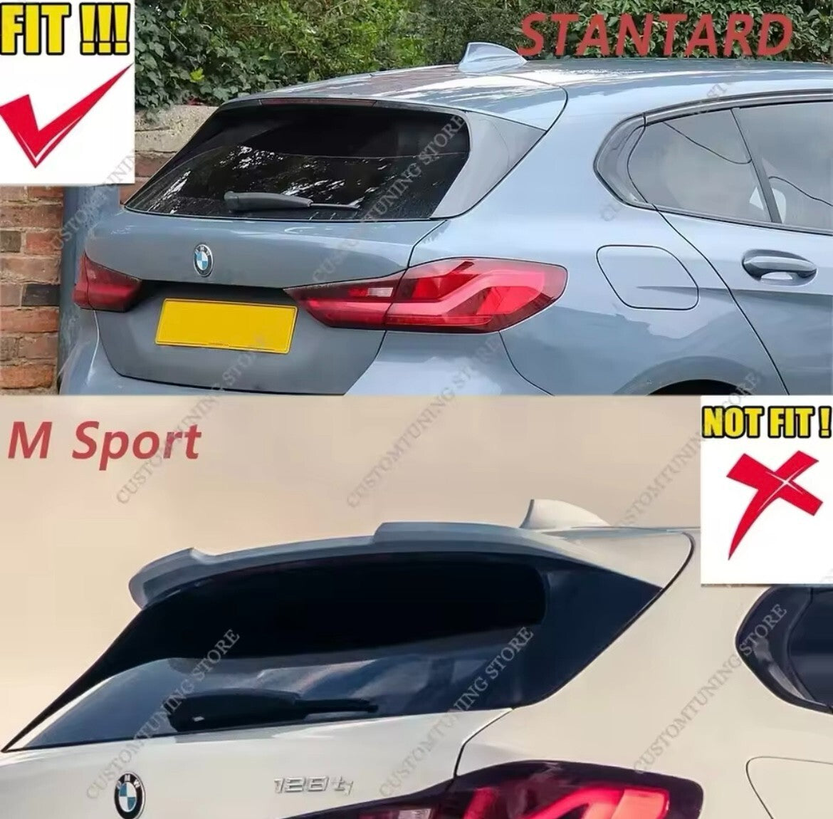 BMW 1 Series F40 2019-2024 Standard Gloss Black Spoiler Extension Roof Wing Lip