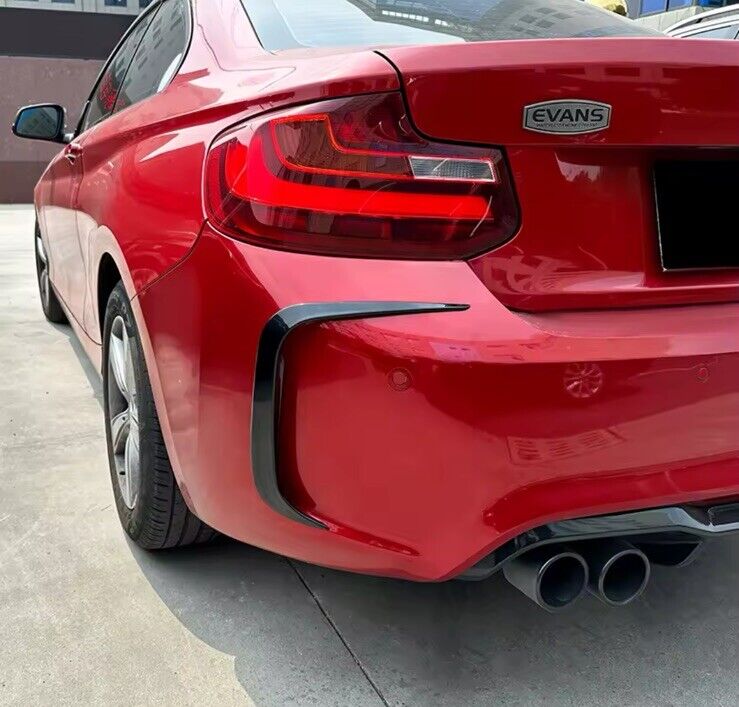 BMW M2 F87 2016-2021 Gloss Black Rear Bumper Side Vent Canards Trims 2pcs