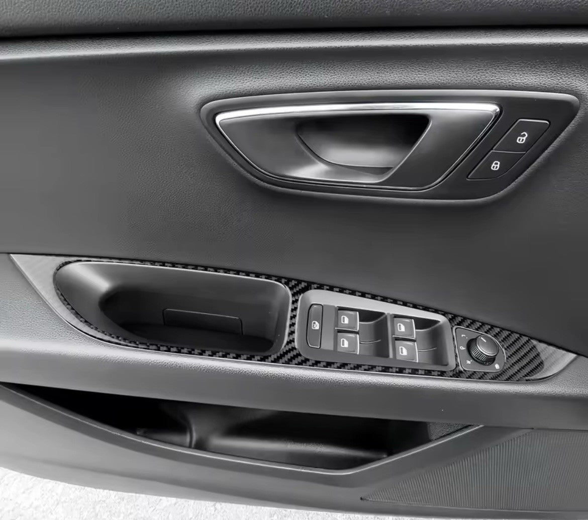 Seat Leon MK3 2013-2020 Carbon Fibre Door Control Panel Trim Covers Window Contr