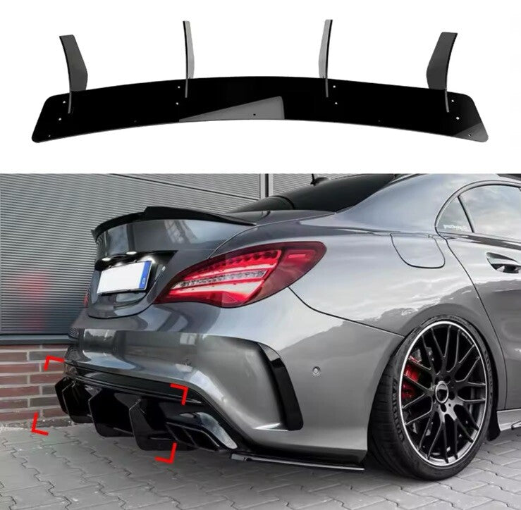 Mercedes CLA45 AMG C117 2016-2019 Rear Bumper Diffuser Blade Style Gloss Black