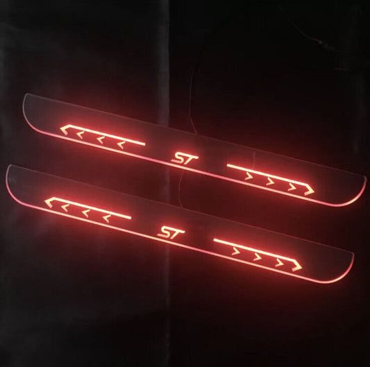 Ford ST Chrome LED Door Sill Protector Strips Scuff Plates Ford Fiesta Focus ST