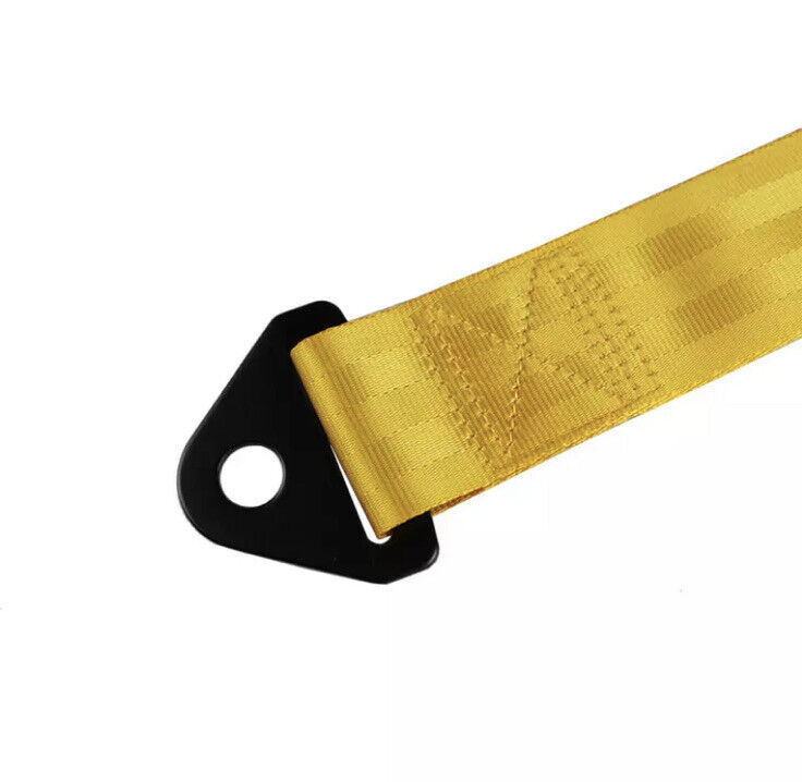OMP Racing Tow Strap 28cm Yellow Nylon With Fixing Bolt JDM Style Tow Rope 2T