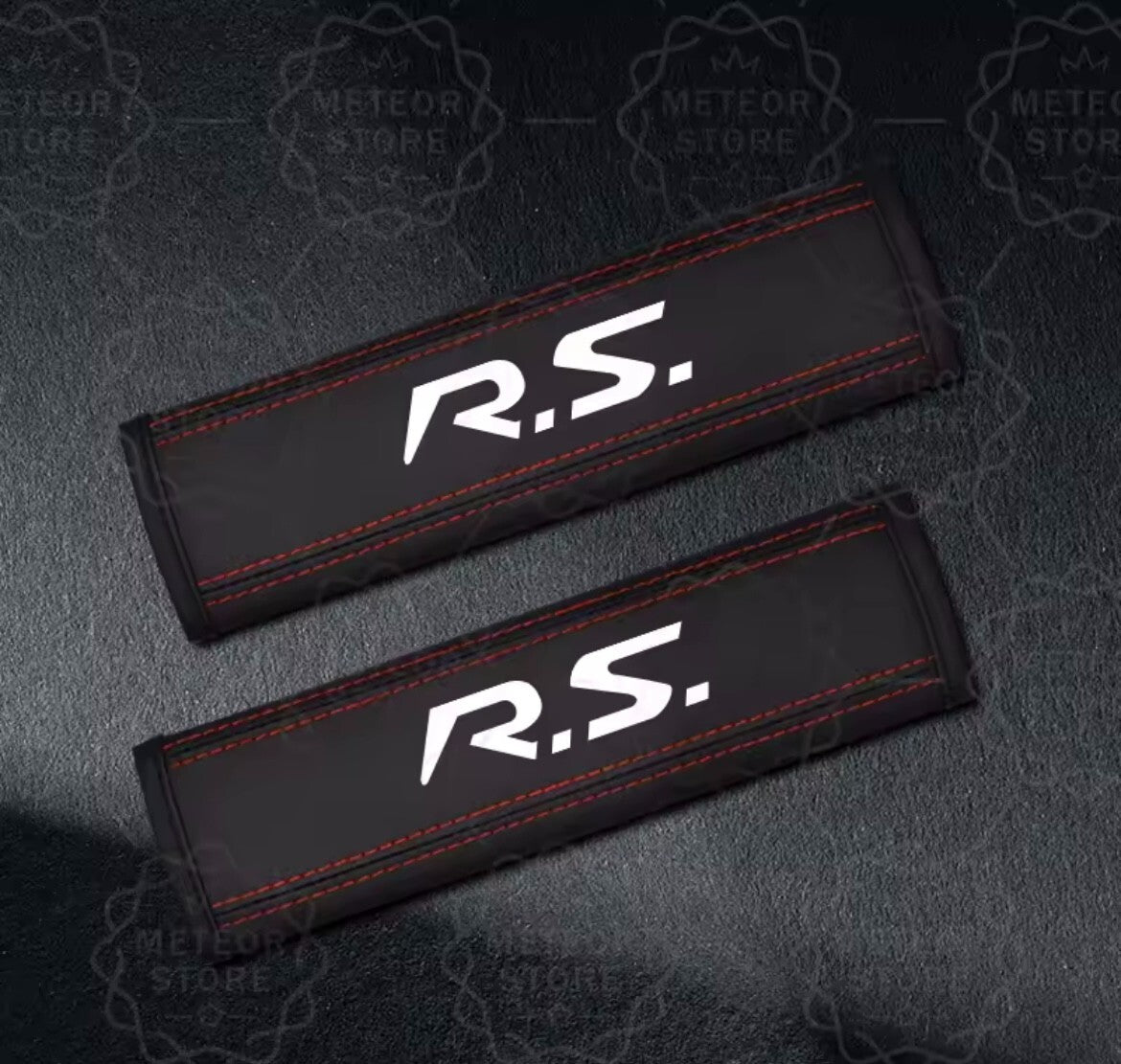 Renault RS PU Leather Seatbelt Shoulder Cover Pads Interior Clio Megane 2pcs