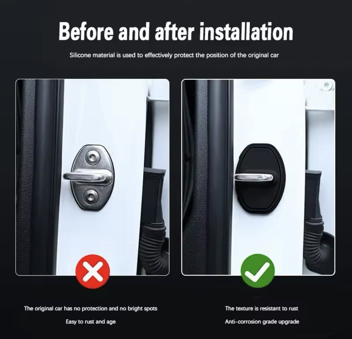 Seat Leon Black Silicone Door Lock Catch Protector Covers 2pcs