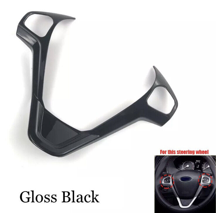 Ford Fiesta MK7 MK7.5 2009-2017 Gloss Black Steering Wheel Trim Cover