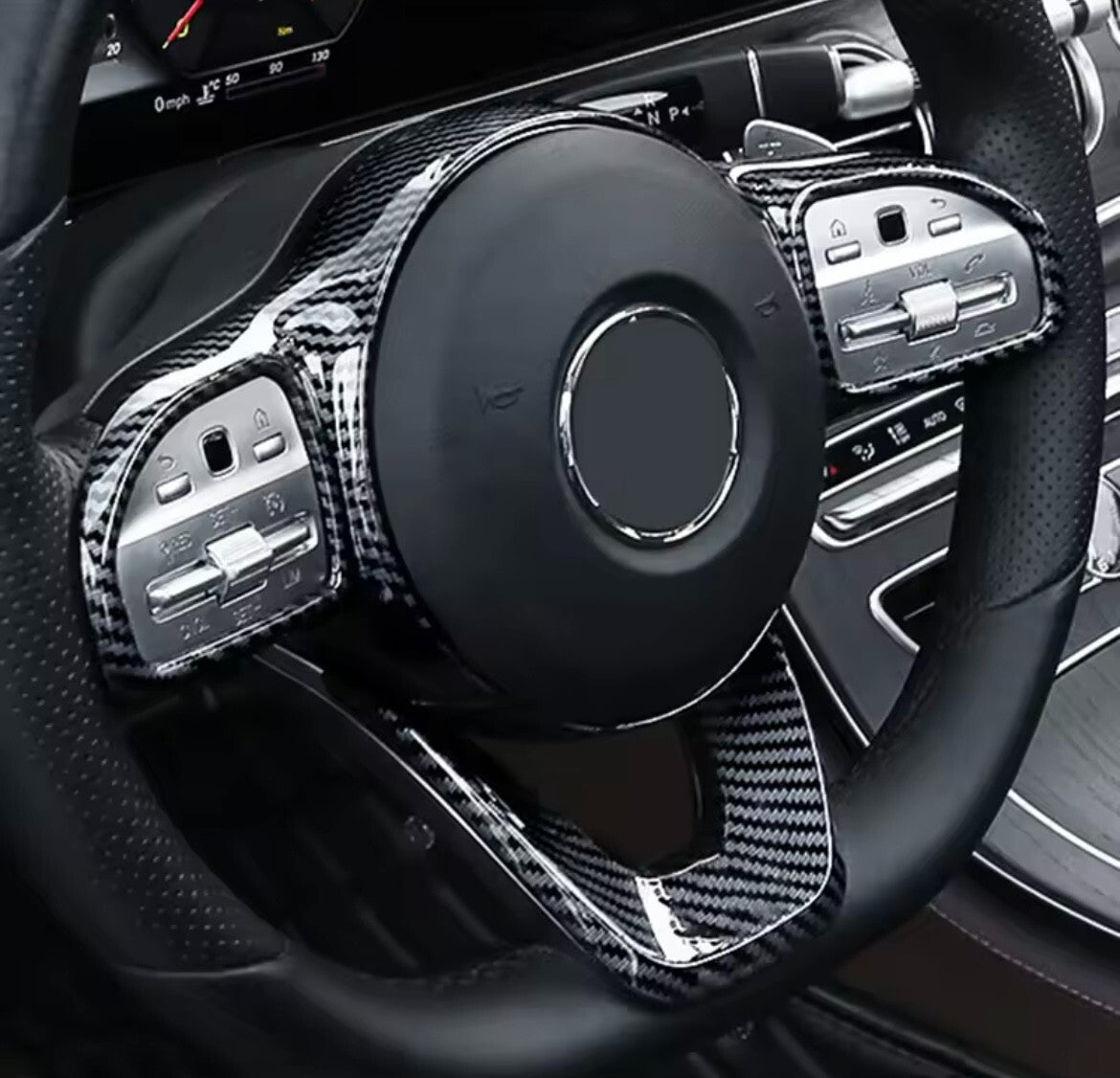 Mercedes A C E Class 2018-2020 Carbon Fibre Effect Steering Wheel Trim Cover