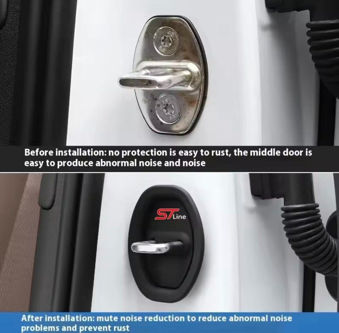 Ford ST Line Black Silicone Door Lock Protector Covers For Ford Fiesta Focus 4pc