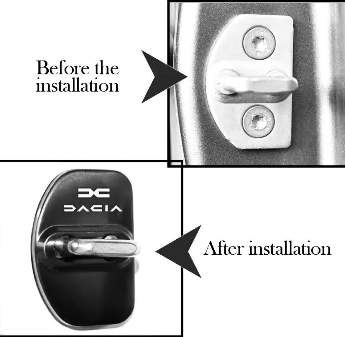 Dacia Black Stainless Steel Door Lock Protector Covers Accessories 4pcs