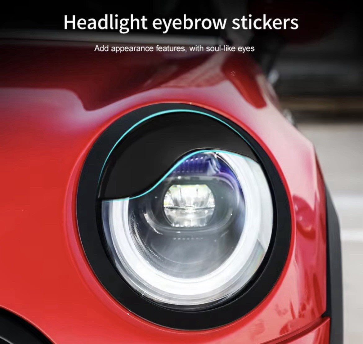 Mini Cooper F54 F55 F56 F57 Gloss Black Headlight Eyelids Eyebrows 2pcs
