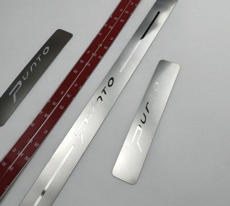 Fiat Punto Stainless Steel Door Sill Protector Strips Scuff Plates Kick Plates