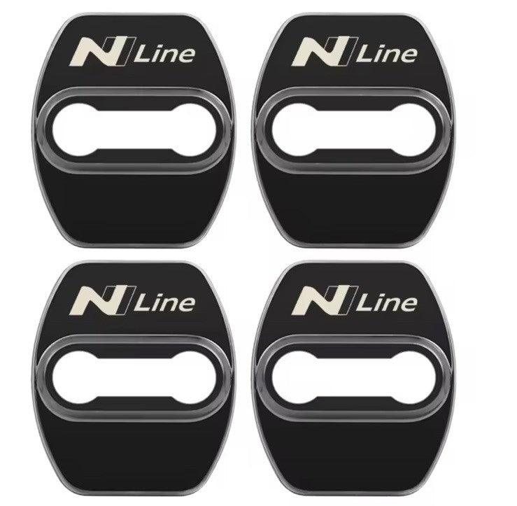 Black Stainless Door Lock Covers For Hyundai i20 i30 Kona Tucson N Line 4pcs