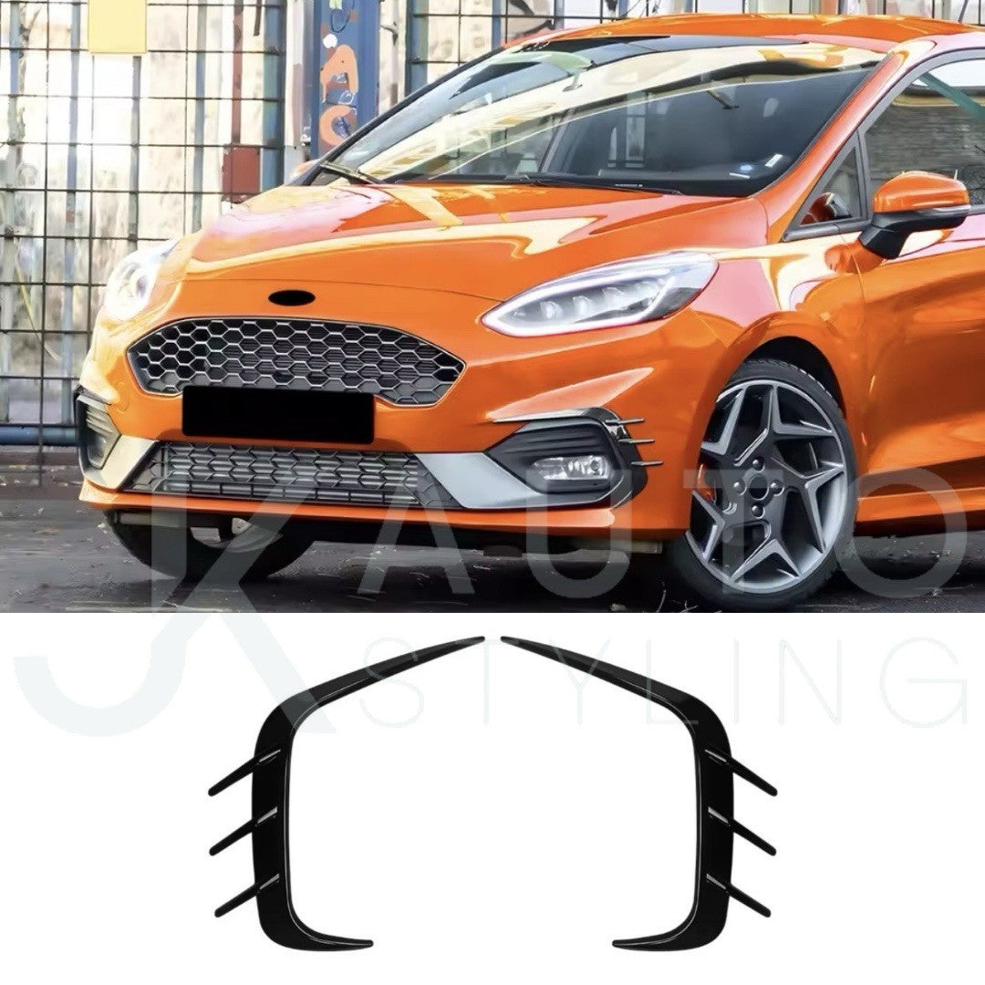 Ford Fiesta MK8 ST Line Gloss Black Front Bumper Canards Aero Kit Accents 2pcs