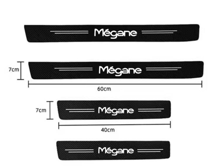 Renault Megane Carbon Fibre Effect Car Door Sill Protector Strips Vinyl 4pcs