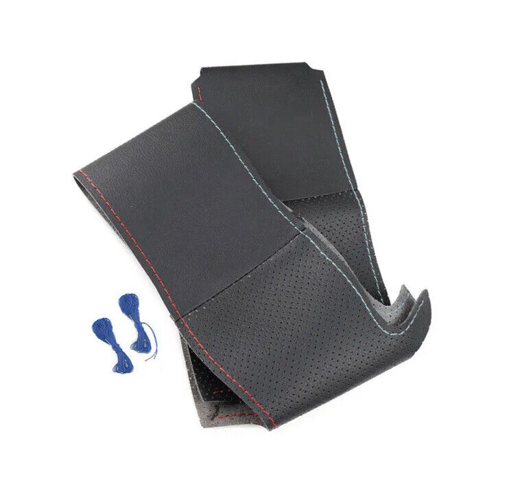 New BMW M Sport Leather Steering Wheel Cover Self Stitch Red Blue Navy Thread