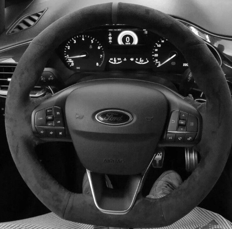 Ford Focus MK4 ST ST Line Suede Steering Wheel Cover Self Stitch Stealth Black