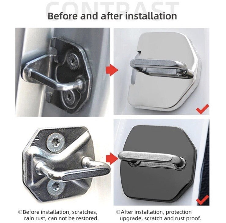 Ford Ranger Raptor Silver Stainless Steel Door Lock Covers Accessories 4pcs