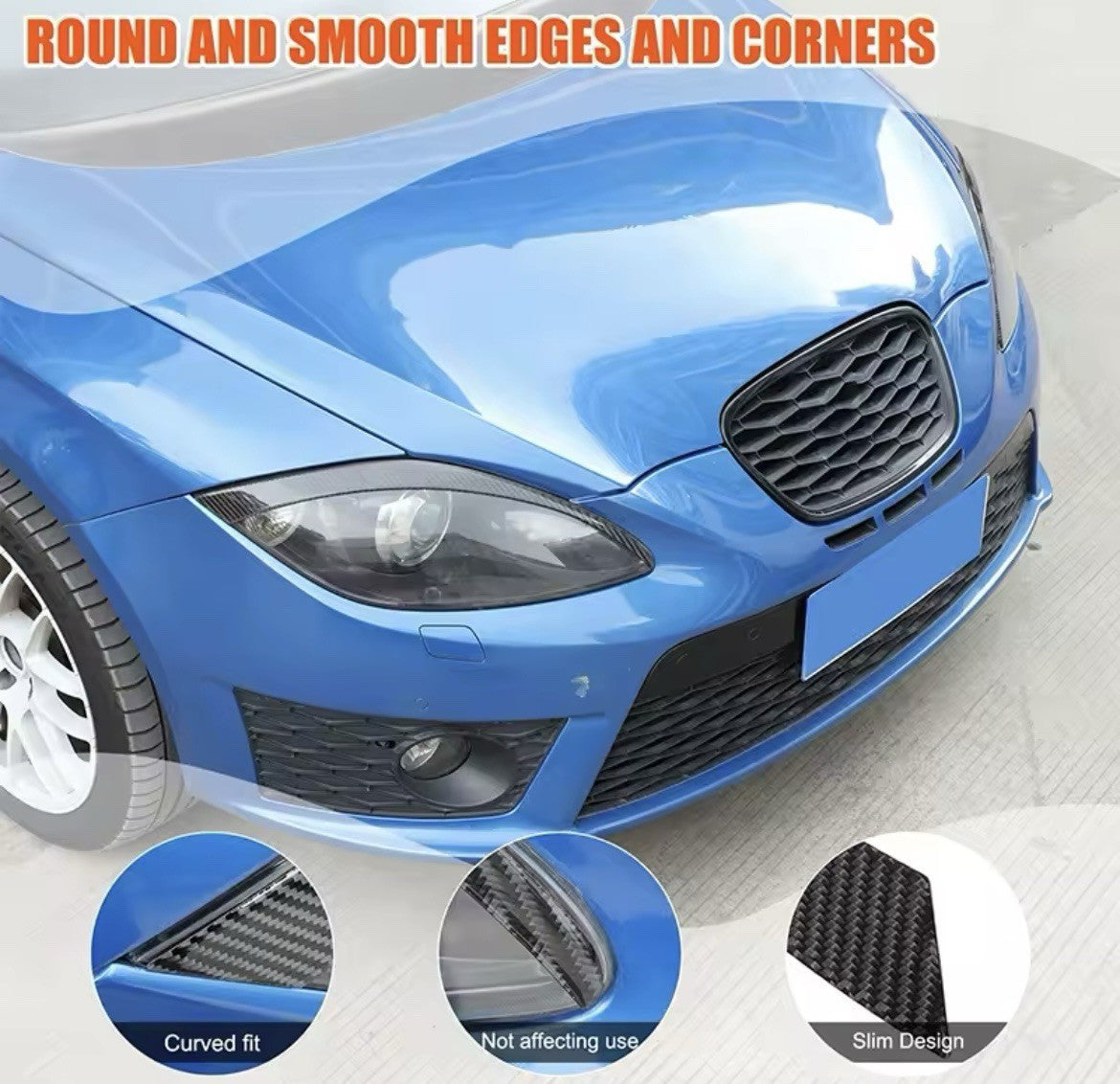 Seat Leon MK2 1P 2008-2012 Soft Carbon Fibre Headlight Eyebrows Eyelids Trim
