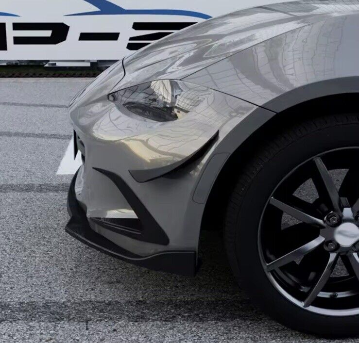Mazda MX5 Miata ND 2016+ Gloss Black Front Bumper Side Canards Aero Blade Fins