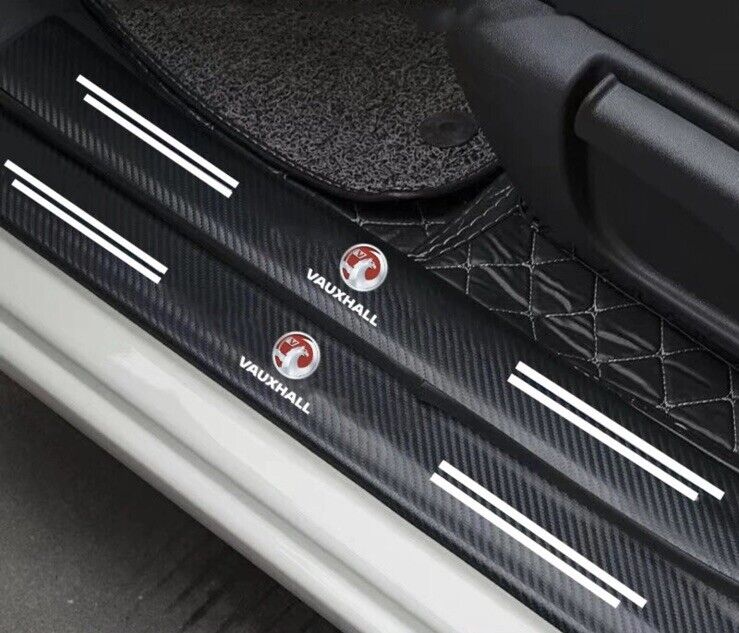 Vauxhall Carbon Fibre Effect Adhesive Door Sill Strip Protectors Vinyl 4pcs